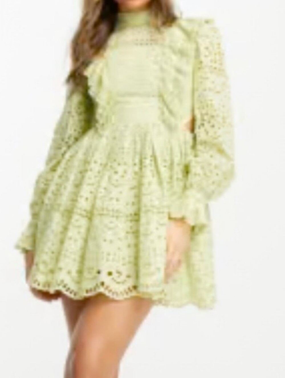 Asos Design NWT Lace Mini Dress With Bow Back Detail In Sage Size 10.